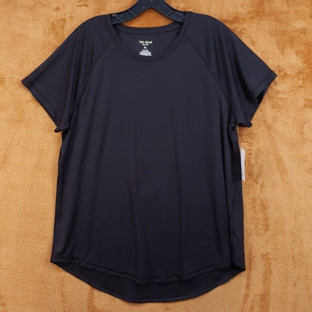 TEK GEAR Top Womens XL Black Pullover Crew Short Sleeve Tee Active Gym Workout